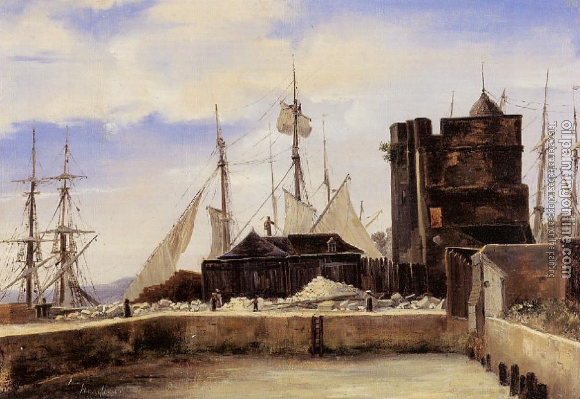 Corot, Jean-Baptiste-Camille - Honfleur - The Old Wharf